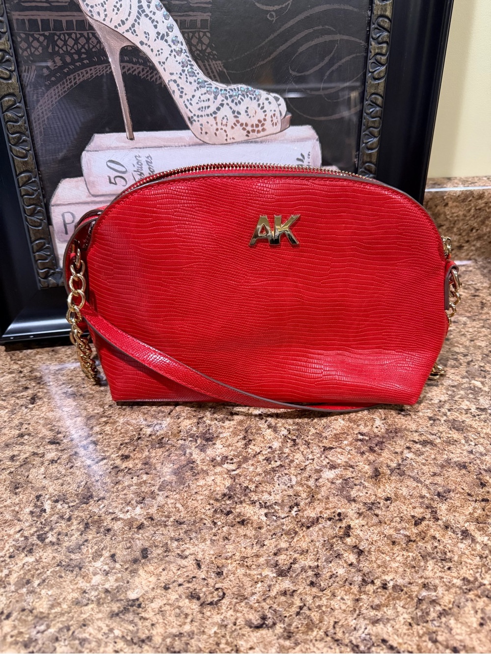 Anne Klein Red Crossbody Bag with Gold Accent
Excellent Condition!